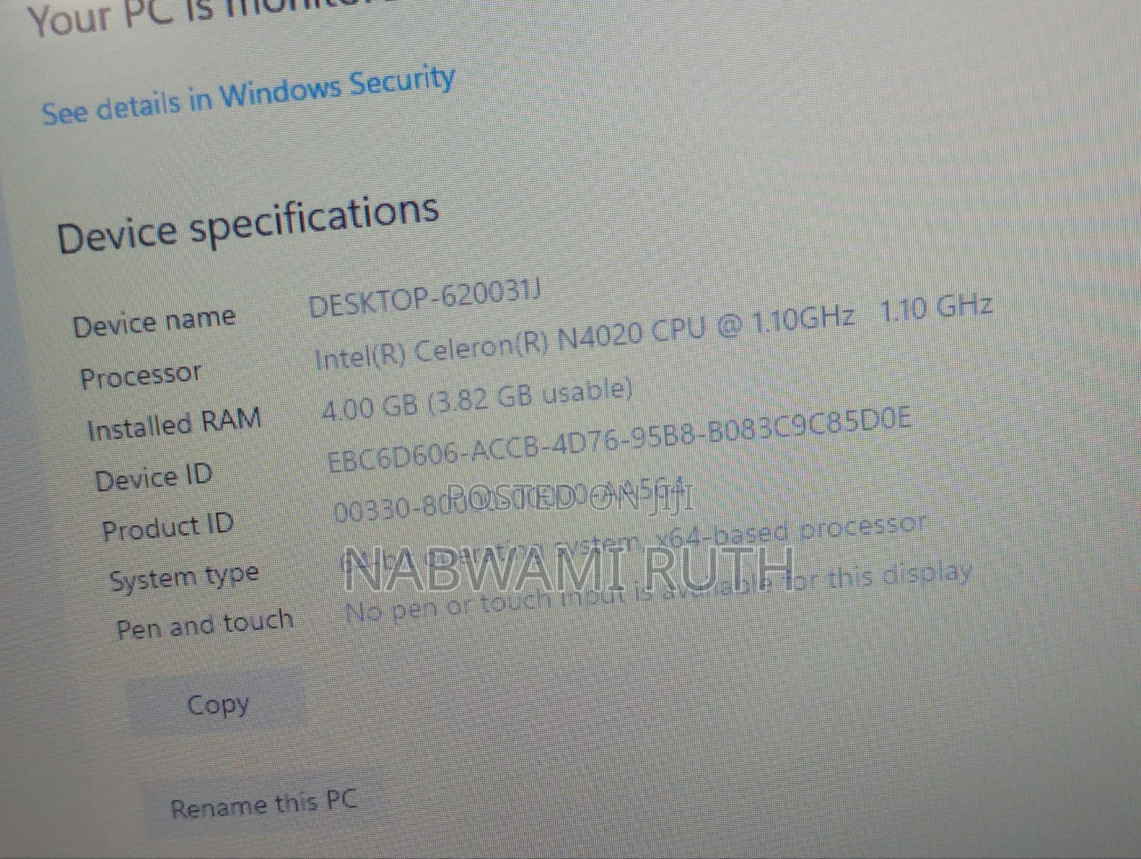 Laptop HP 250 G7 4GB Intel Celeron SSD 128GB