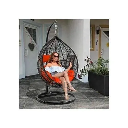 Stylish Outdoor Egg Swing Chair With Stand And Cushion -