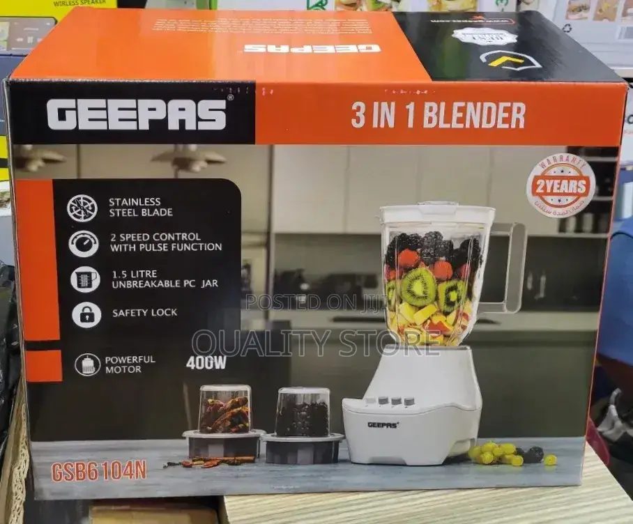Geepas Electric Blender 3 in 1 Gsbg104n