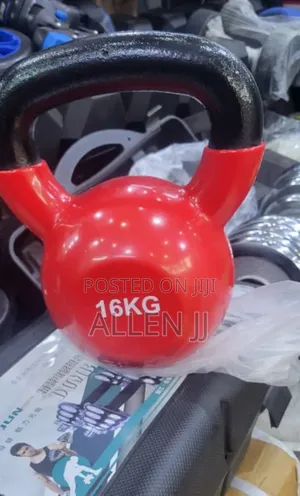 16kg Blue Vinyl-Coated Kettlebell