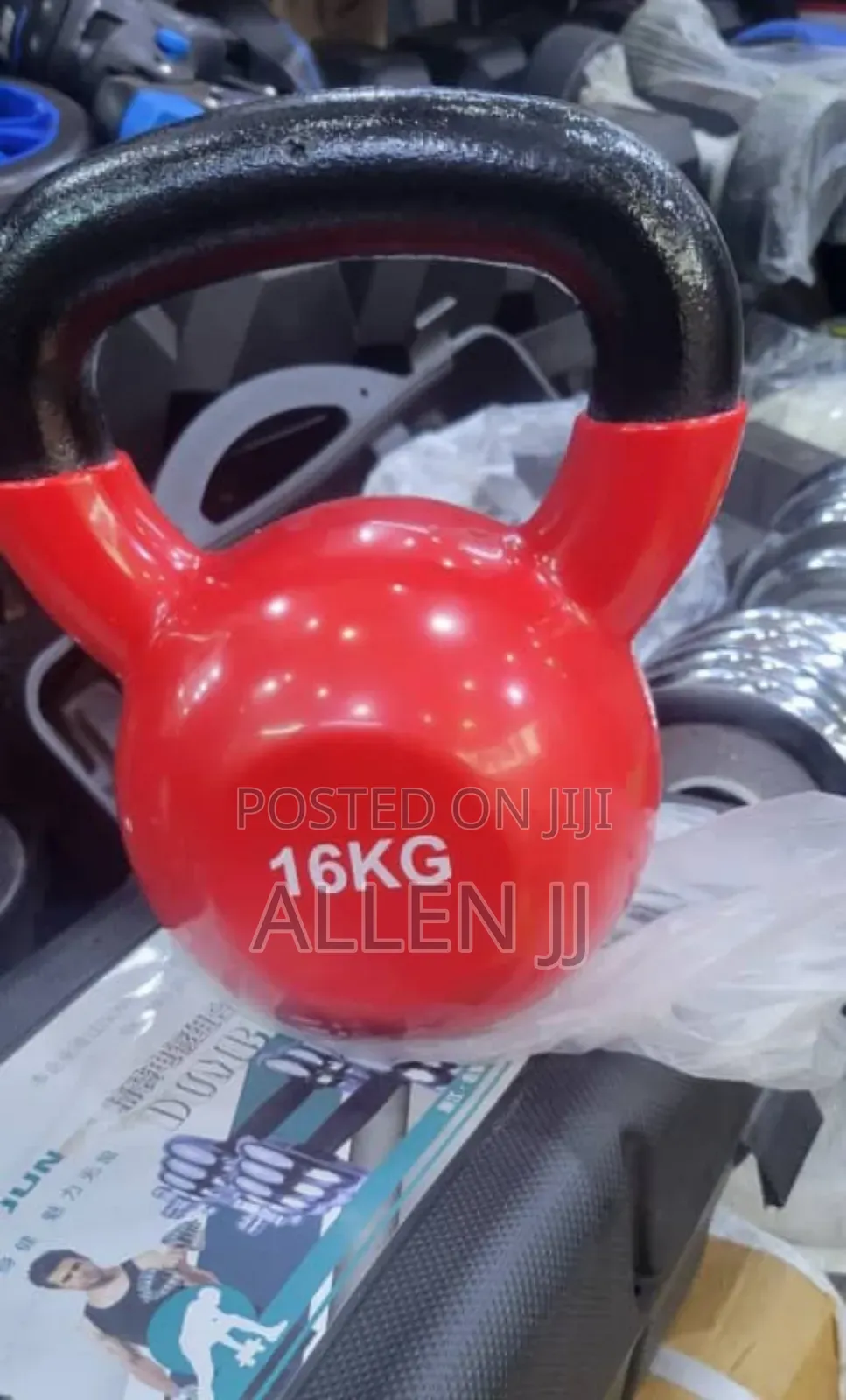 16kg Blue Vinyl-Coated Kettlebell