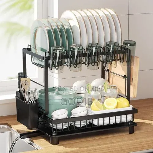 Multifunctional Dish Drying Rack - Rustproof, 2-Tier Dish Racks