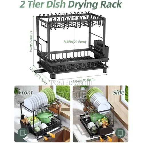 Multifunctional Dish Drying Rack - Rustproof, 2-Tier Dish Racks