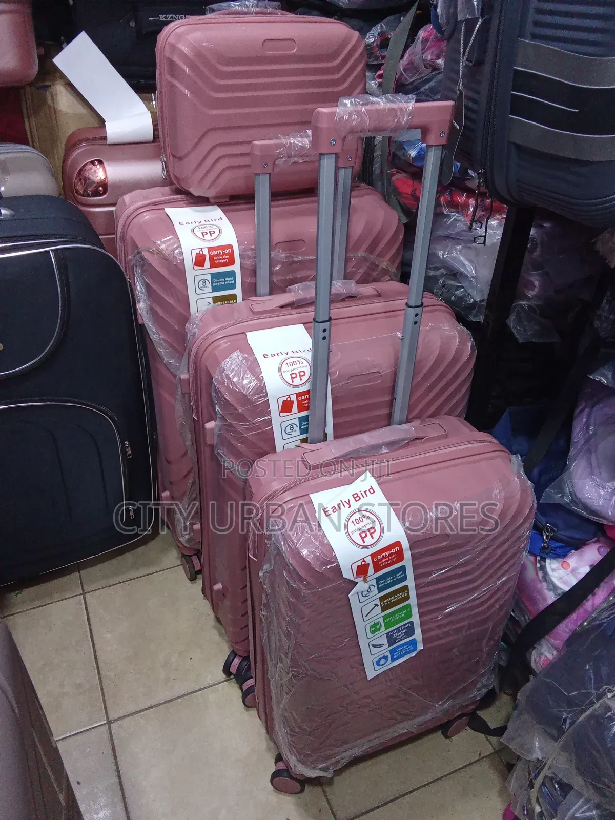 Early Bird 4pcs Set Plastic Rubber Suitcase