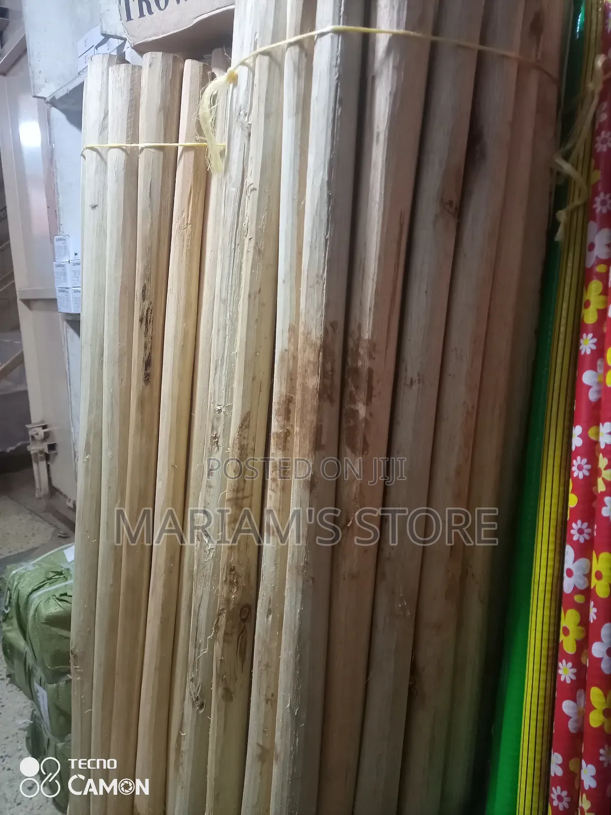 Natural Wooden Broom Handles or Pol Used for Cleaning Tools.