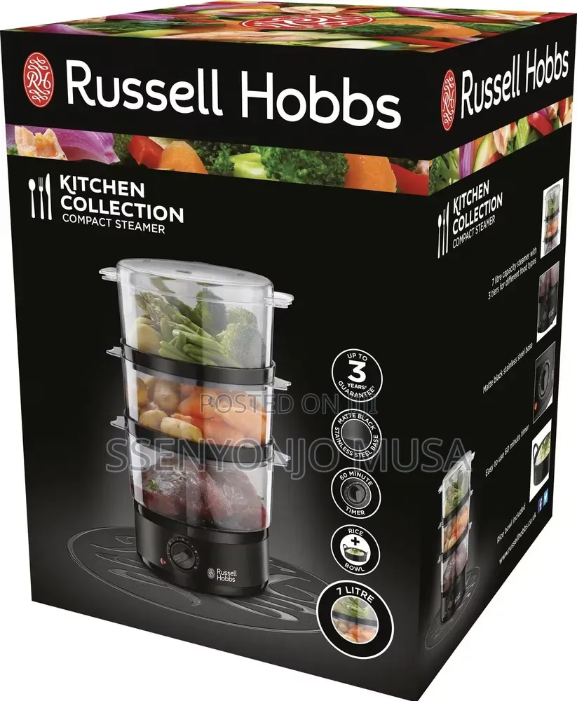 Russell Hobbs Food Steamer 7l 3-Tier 400w With Timer Rice Bowl