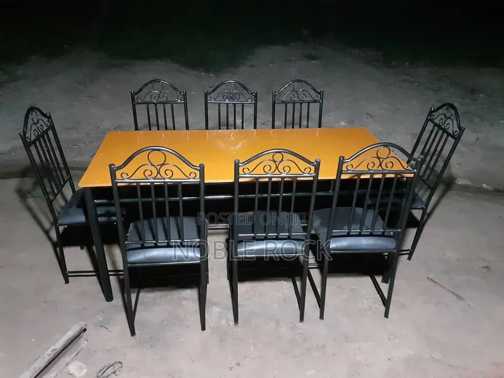 Dinning Table Full Set Metal Wood