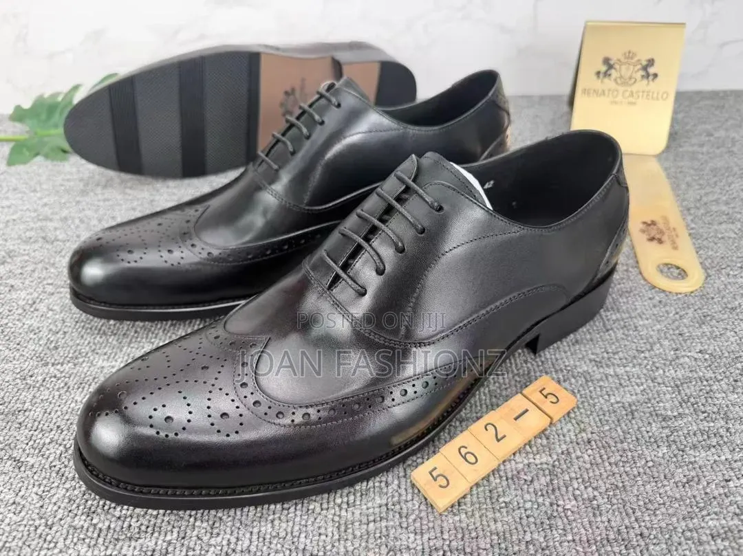 Classic Wing Tip Oxford Leather Dress Shoes_black and Brown