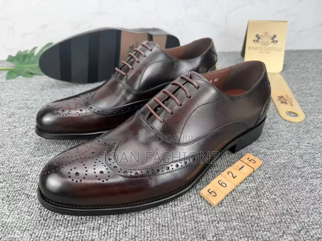 Classic Wing Tip Oxford Leather Dress Shoes_black and Brown