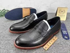 Franco Barnetti Croc-Embossed Leather Loafers _Black Brown
