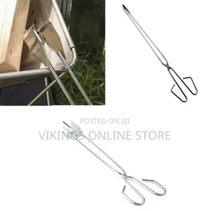 Long Handle Campfire Charcoal Tongs Outdoor Barbecue Carbon Clip