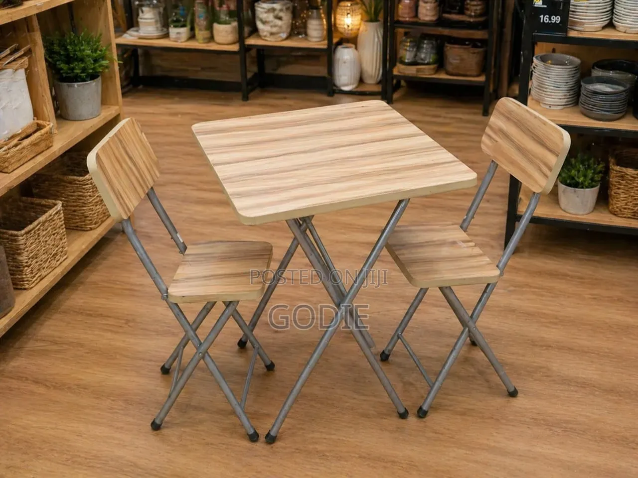 X - Shaped Foldable Wooden Table- Cream