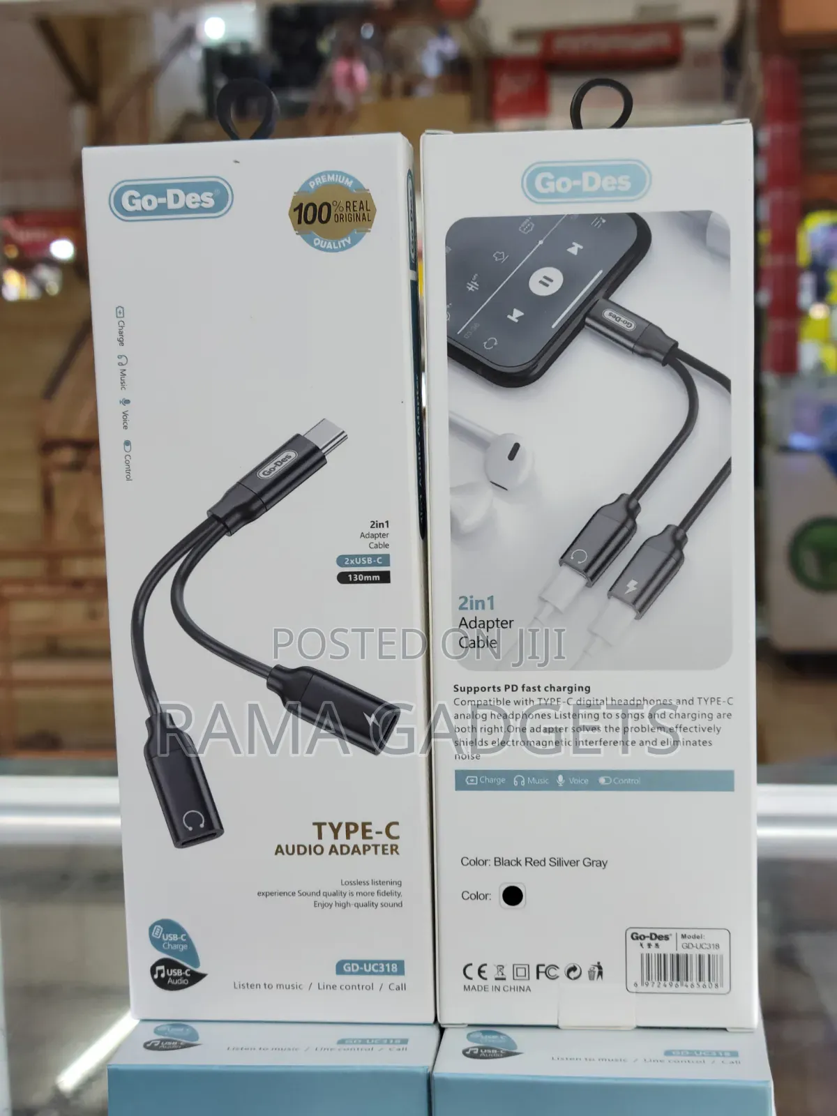 Go-Des Gd-Uc318 2-in-1 Type-C Audio and Charging Adapter.