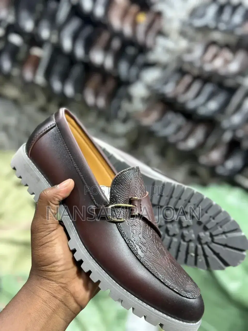 Classy Detailed Side Buckle Loafers _Brown