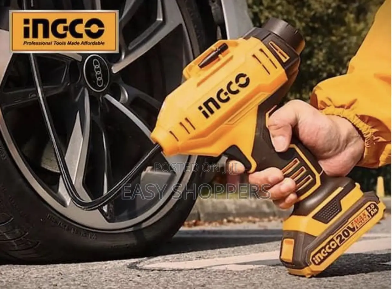 Ingco 20v Lithium-Ion Auto Air Compressor With One Battery and Charger