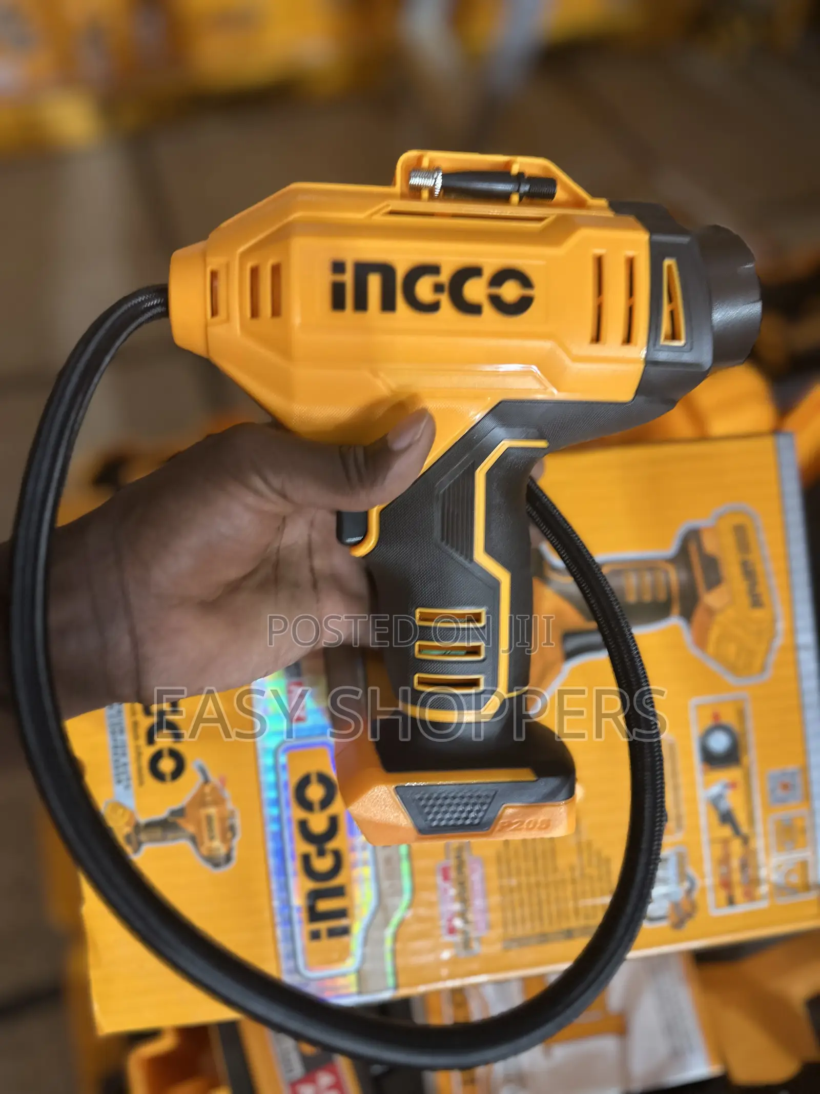 Ingco 20v Lithium-Ion Auto Air Compressor With One Battery and Charger