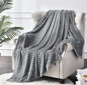 Stripped Throw Blanket Light Gray