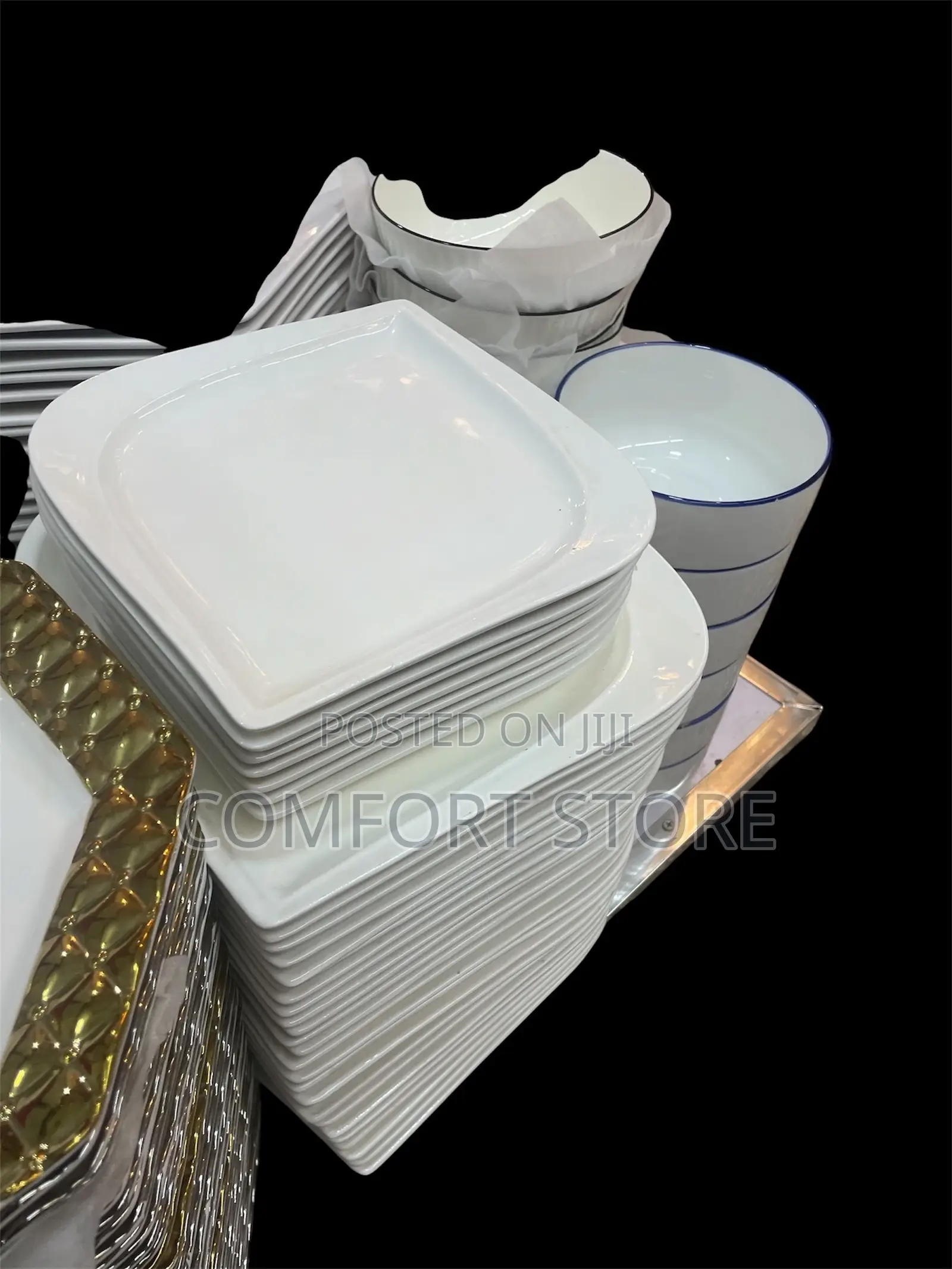 Set of Food Plates Luxury Style and Ceramic White Dinner Plates