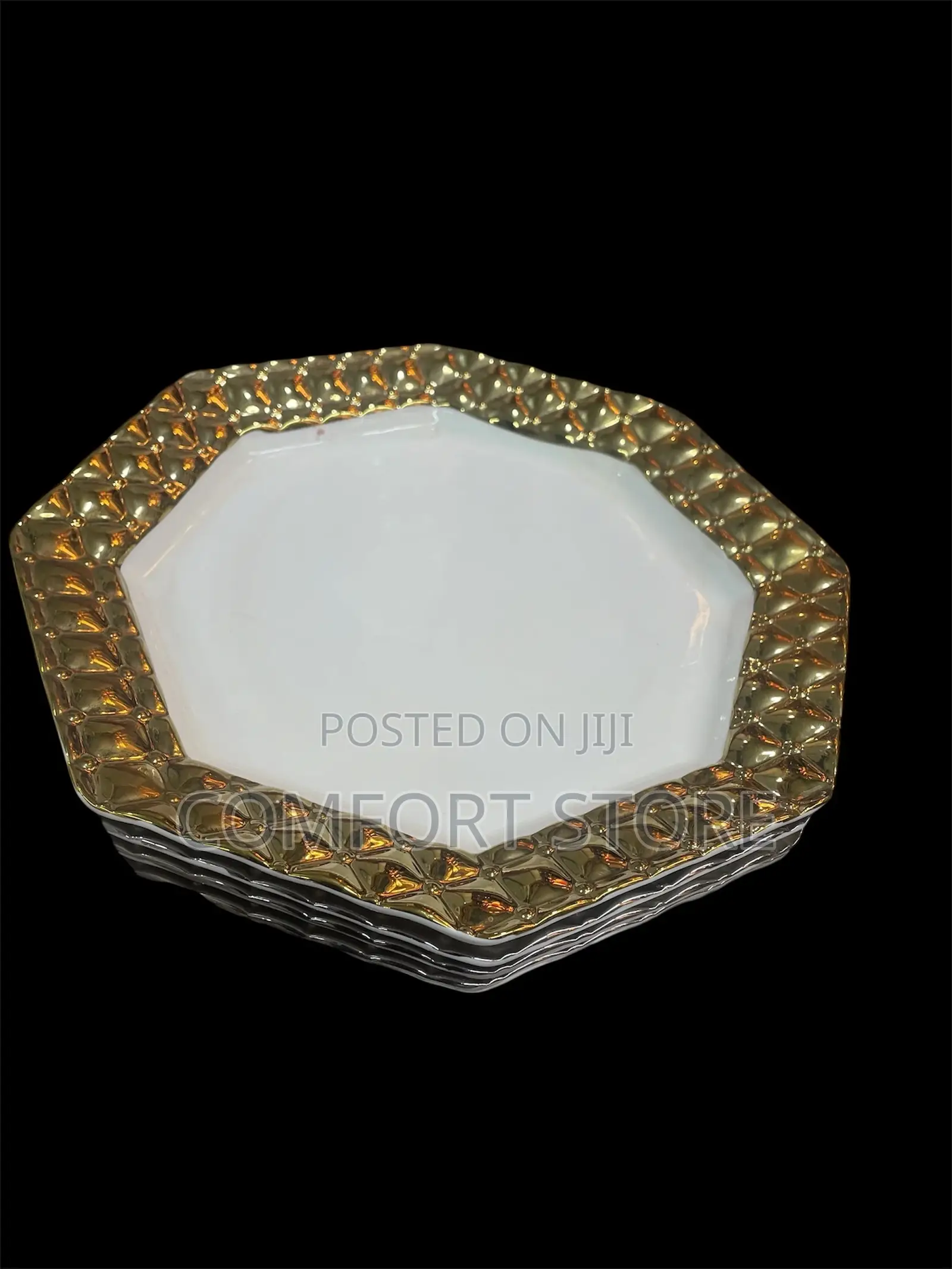 Gold and White Ceramic Dinner Plates