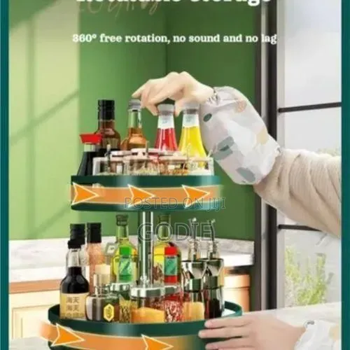 This Two-Tier Rotating Storage Rack