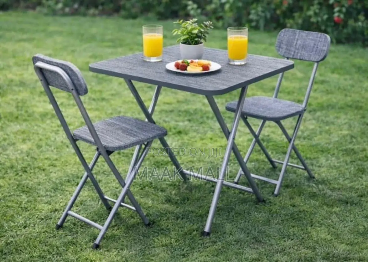 X-Shaped Foldable Table With 2 Chairs