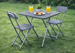 X-Shaped Foldable Table With 2 Chairs
