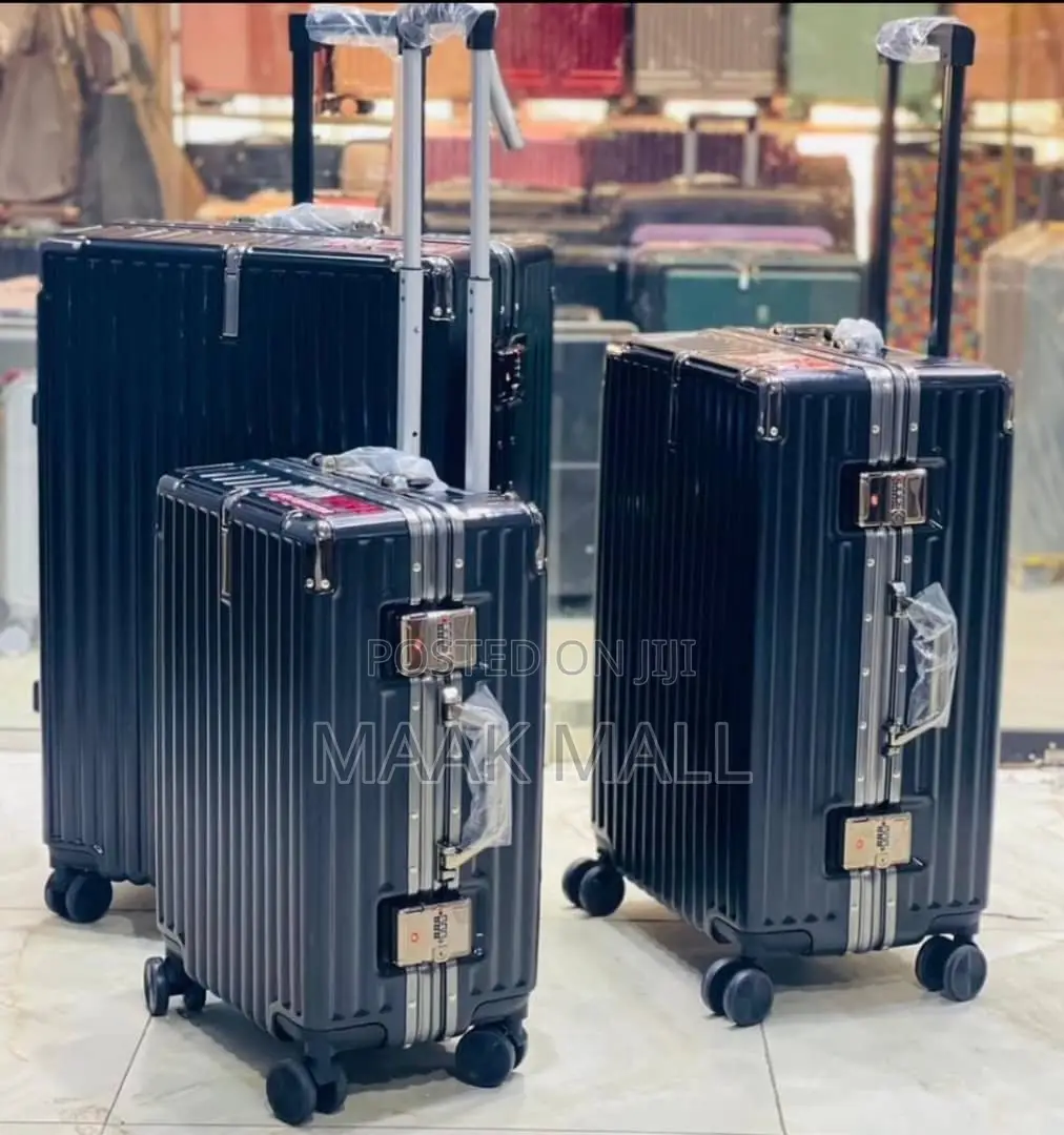 Black 3 Piece Non Zipper Aluminum Travel Suitcase
