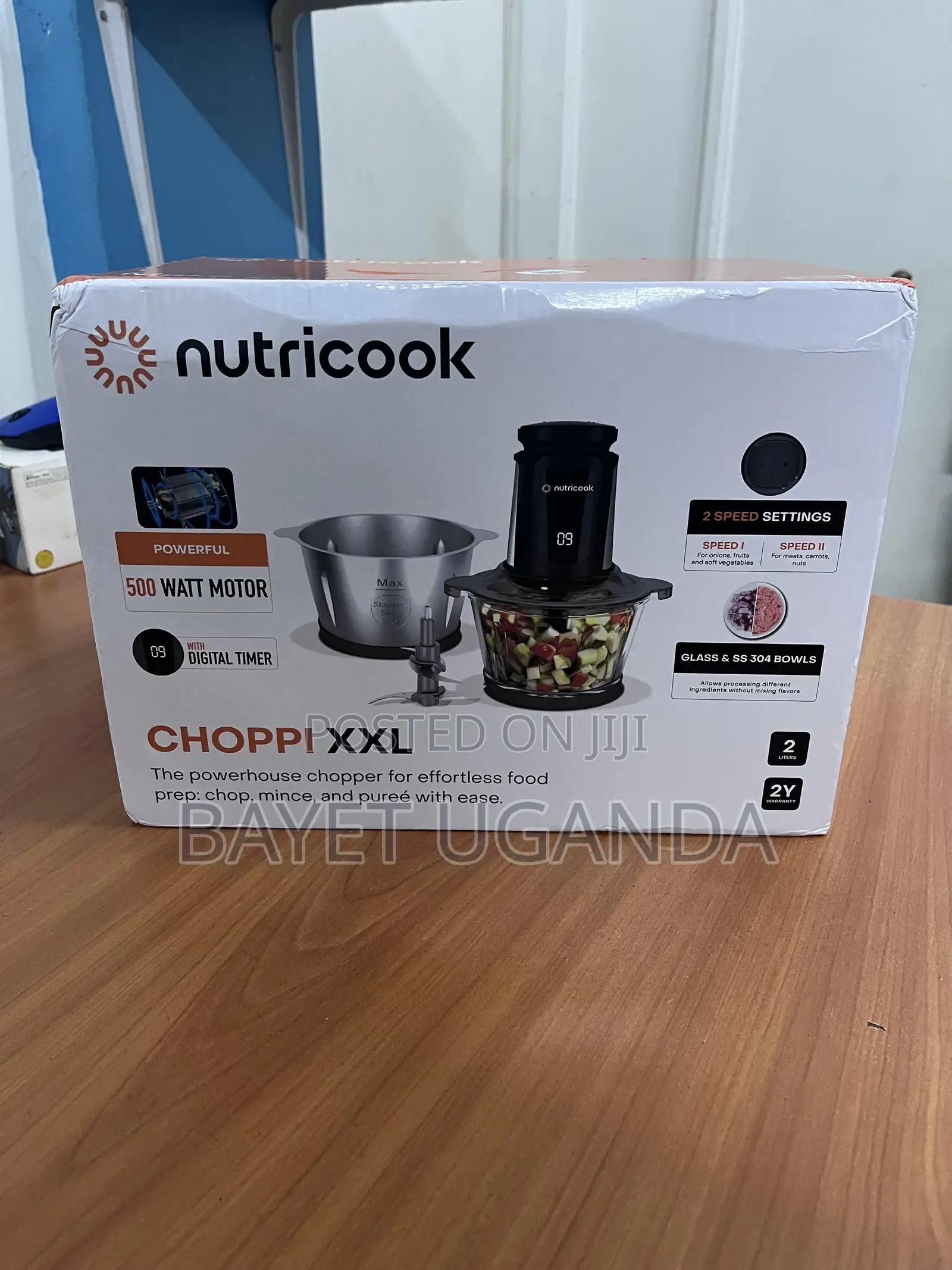 Nutricook 2+2 L XXL Glass Ss Chopper and Mincer, 500w