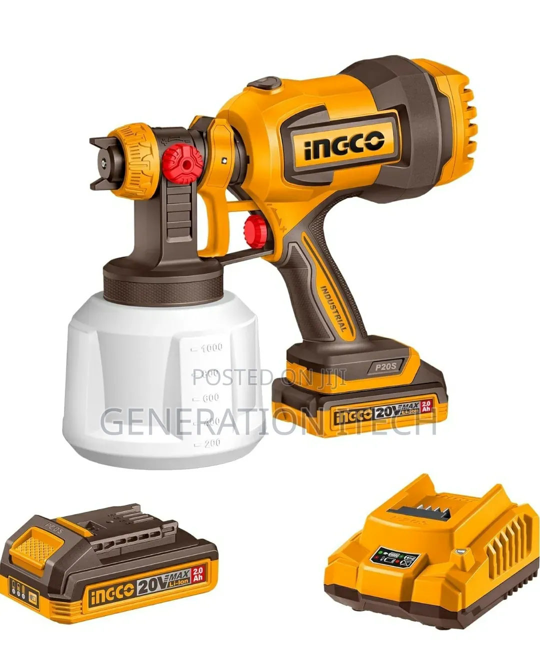 Ingco 20v Cordless Spray Gun 120din-S, 800ml/ Min, With Battery