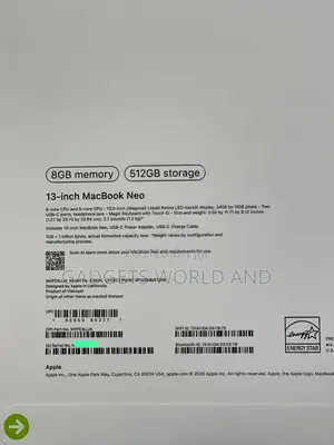 New Laptop Apple MacBook Neo 2026 8GB SSD 512GB