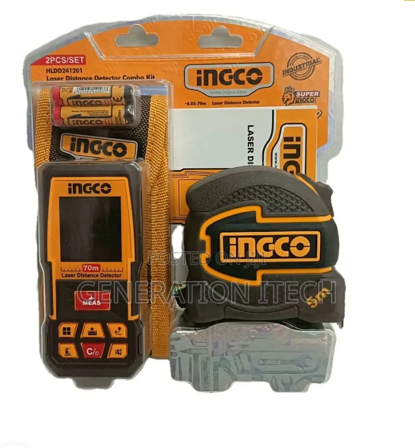 Ingco Laser Distance Detector Combo Kit - Measuring Tape (Hldd241201)