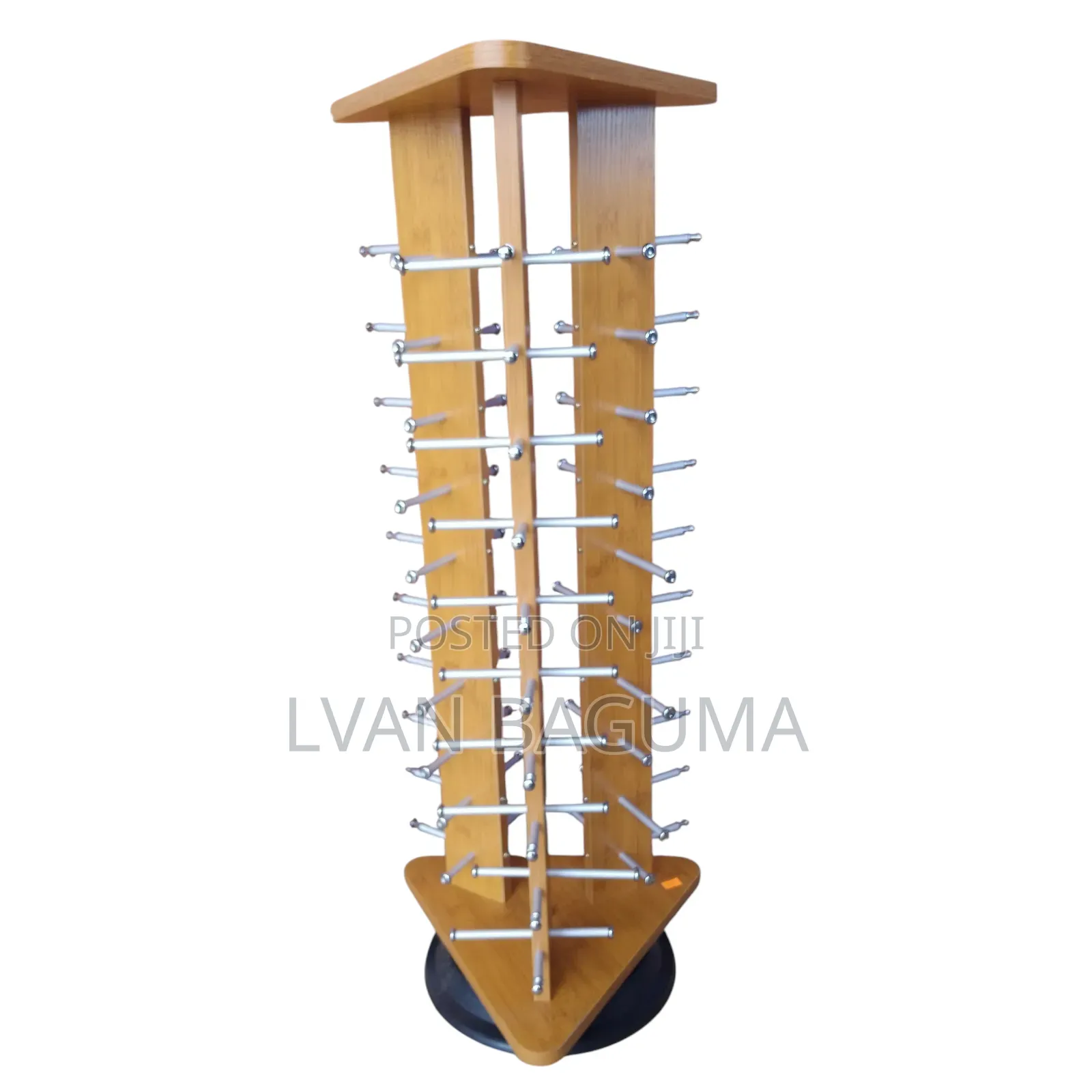 Triangluar Wood Sunglasses Display Stand - Holds 30 Glasses, 360°