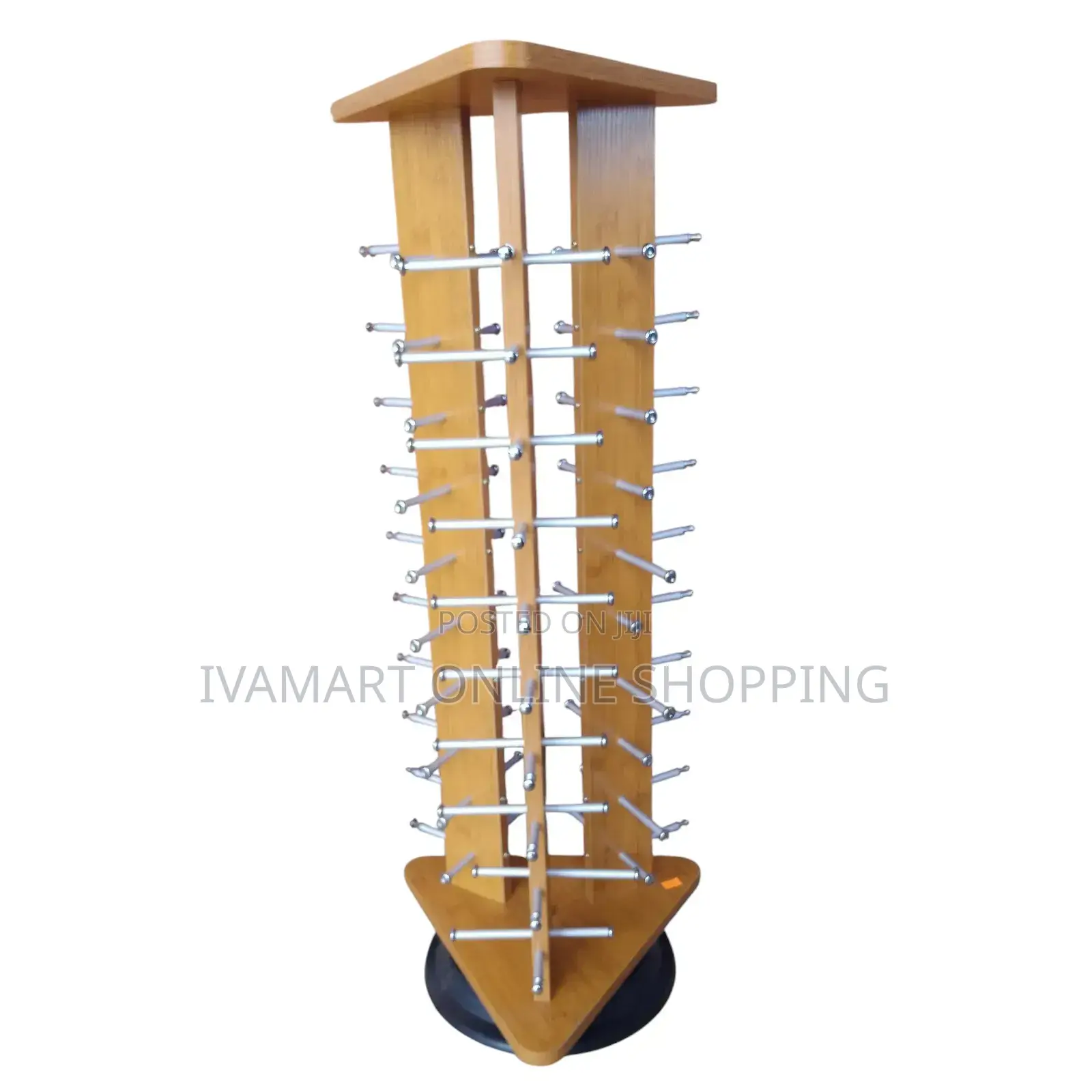 Triangluar Wood Sunglasses Display Stand - Holds 30 Glasses, 360°