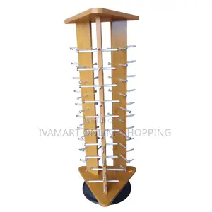 Triangluar Wood Sunglasses Display Stand - Holds 30 Glasses, 360°