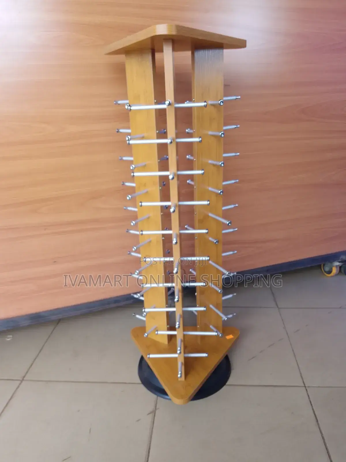 Triangluar Wood Sunglasses Display Stand - Holds 30 Glasses, 360°