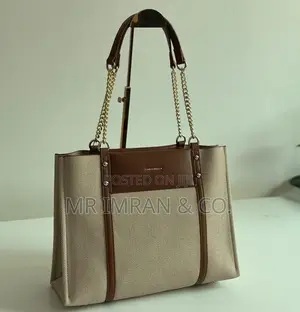 Chain-Accented Handles Tote Handbag