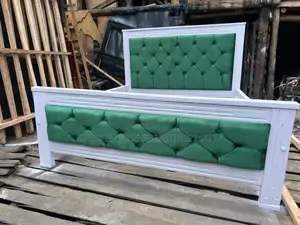Bed 5by6 in White Flame With Green Cushioned Cotton