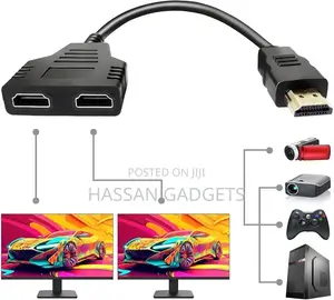 Hdmi Male to 2 Hdmi Female 1 in 2 Out Splitter Cable Adapter Converter