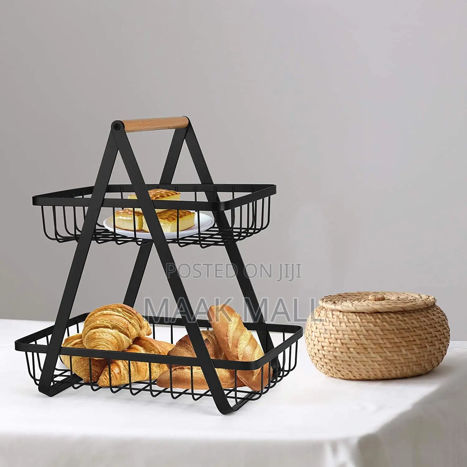 2 Tier Countertop Fruit Storage Basket, Vegetable Rack Bread Display