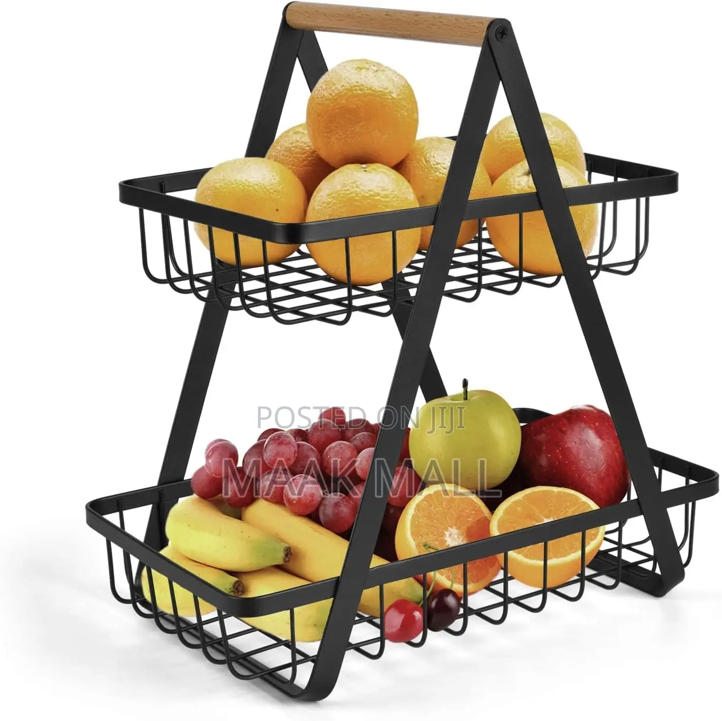2 Tier Countertop Fruit Storage Basket, Vegetable Rack Bread Display