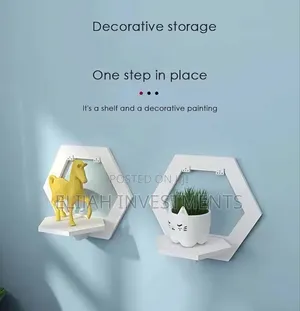 White Geometric Floating Wall Shelf
