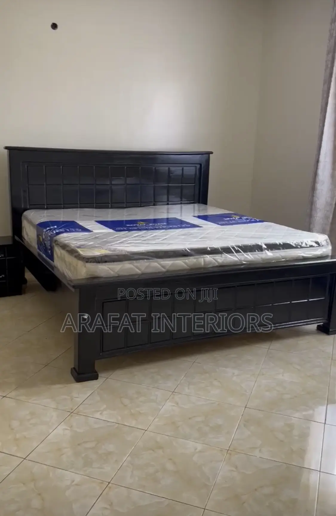6x6 Grid Black Panel Headboard