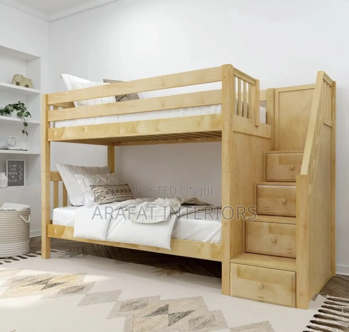 Bulky Bed With Staircases Storage Drawers