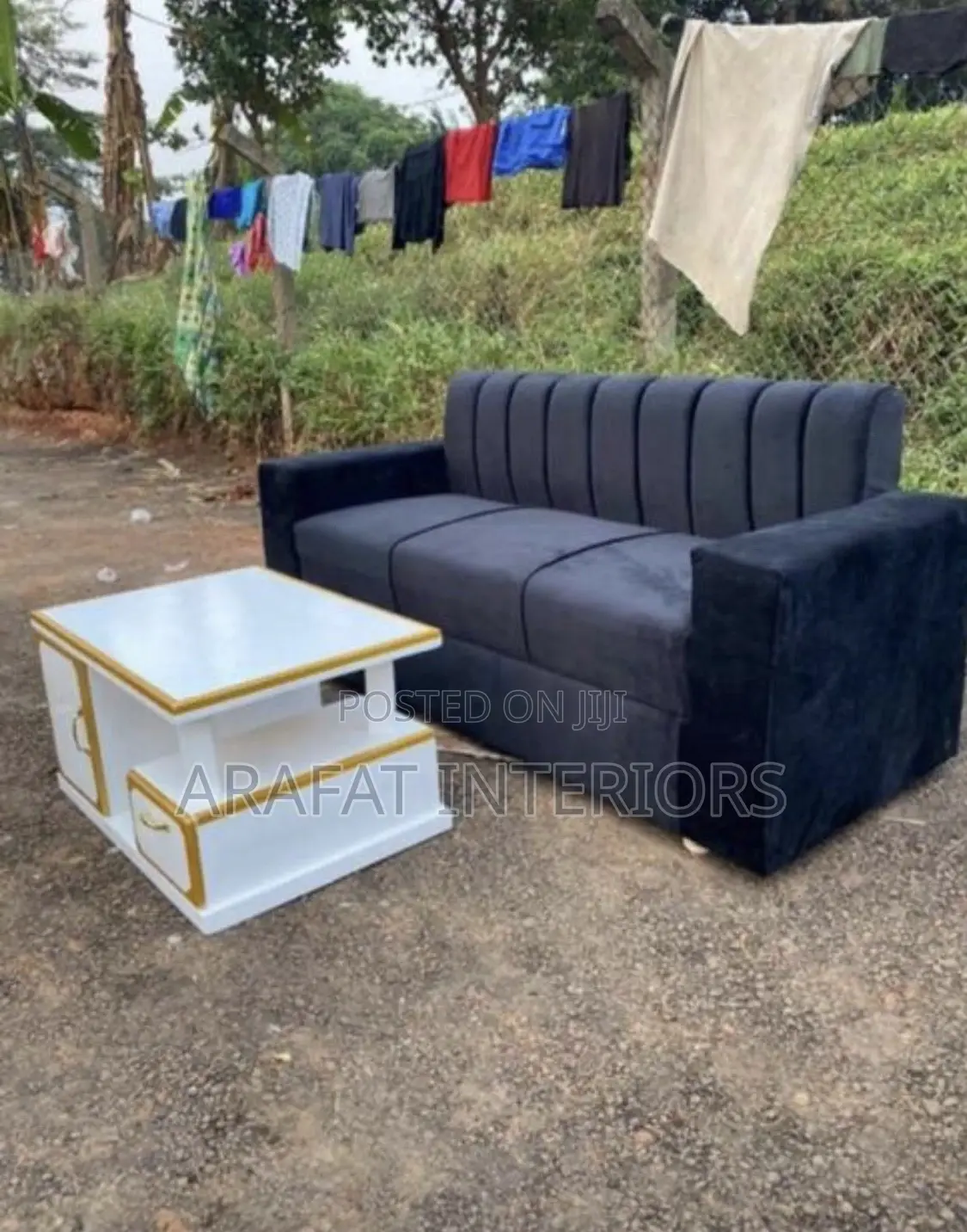 3-Seater Black Elegant Sofa