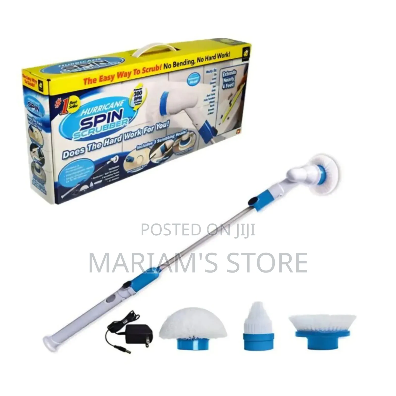 Hurricane Spin Scrubber Electric Cleaning Brush in White and Blue.