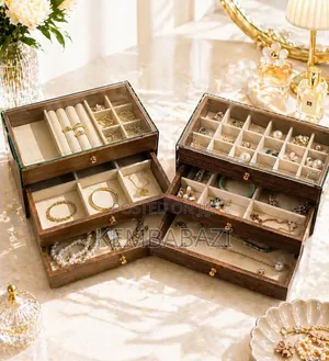22*13*10.8cm 3-tier Wooden Jewelry Storage Box