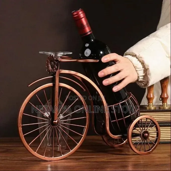 Vintage Tricycle Shaped Wine Rack and Glass Holder
