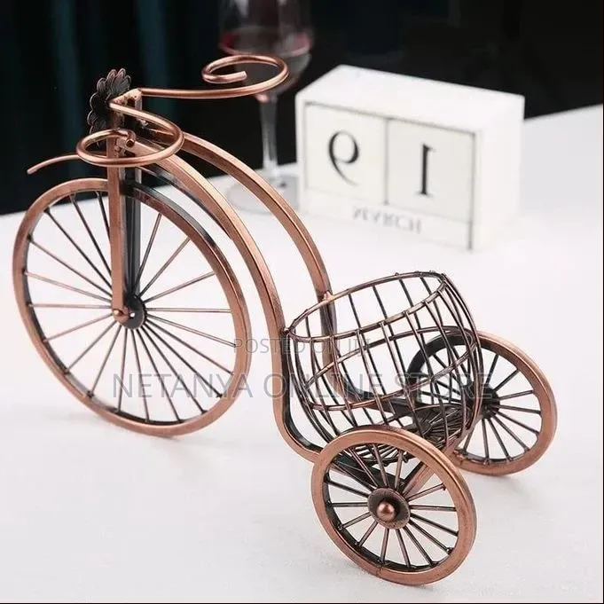 Vintage Tricycle Shaped Wine Rack and Glass Holder