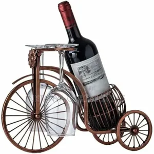Vintage Tricycle Shaped Wine Rack and Glass Holder