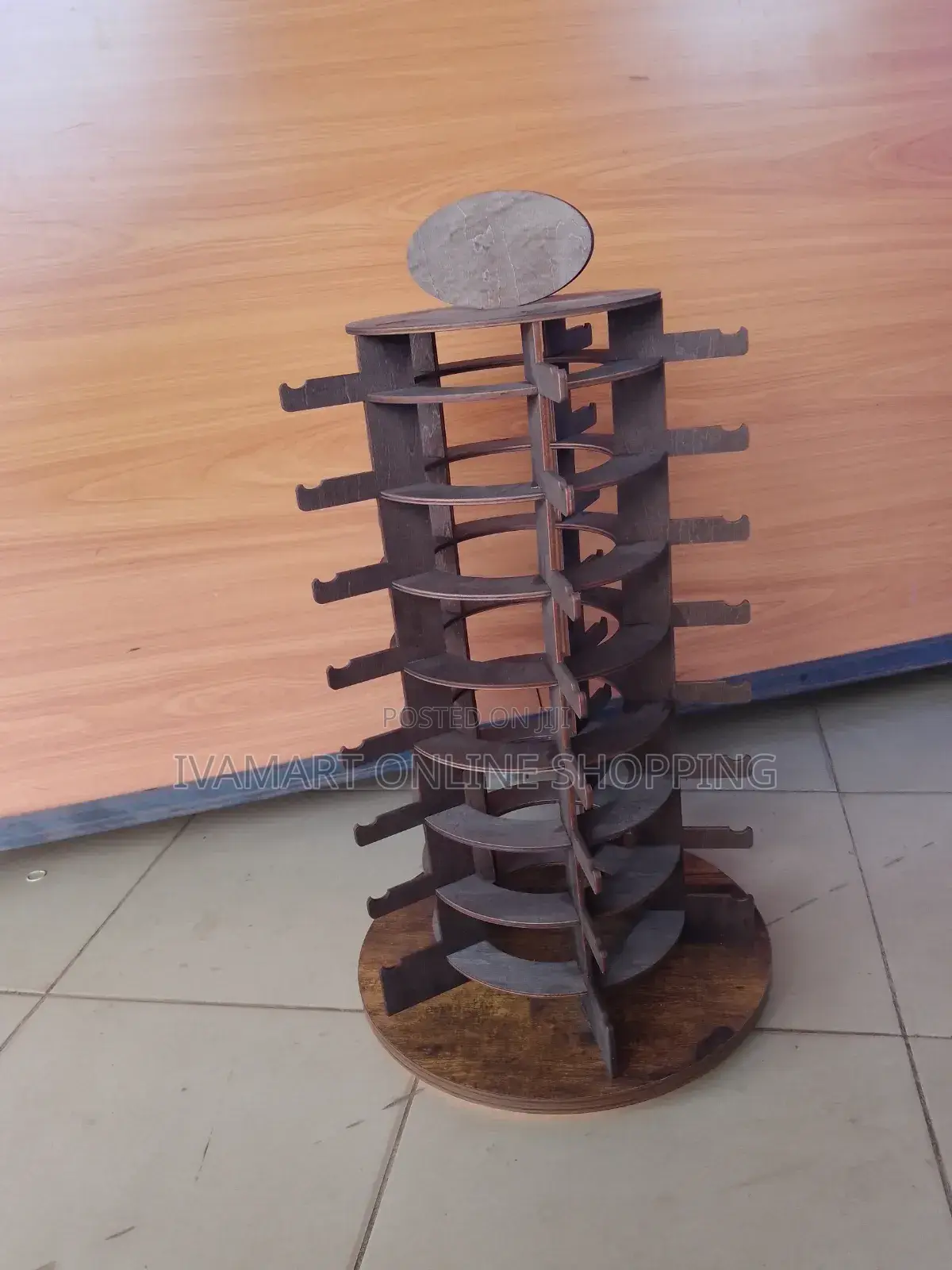 Round Rotating Wooden Sunglasses Display Stand - Holds 40 PCS